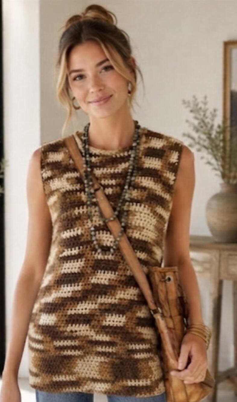 Handmade Vintage Neutral/Rustic/Boho/Hippie Crochet Blouse/Vest/Sweater